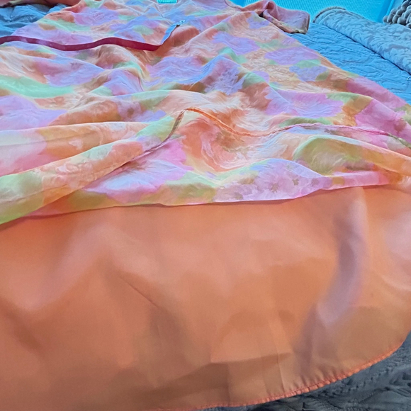 Vintage Roberta Lynn Long Robe, Housecoat L/XL Orange Pink - Picture 11 of 11